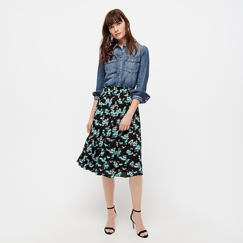 NWT J.Crew Flowy Pleated Midi Skirt